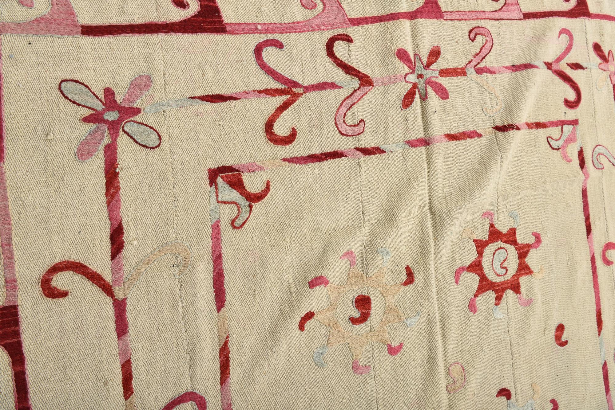 5' 7 x 7' 5 Hand Woven Kilim Suzani Wool Rug