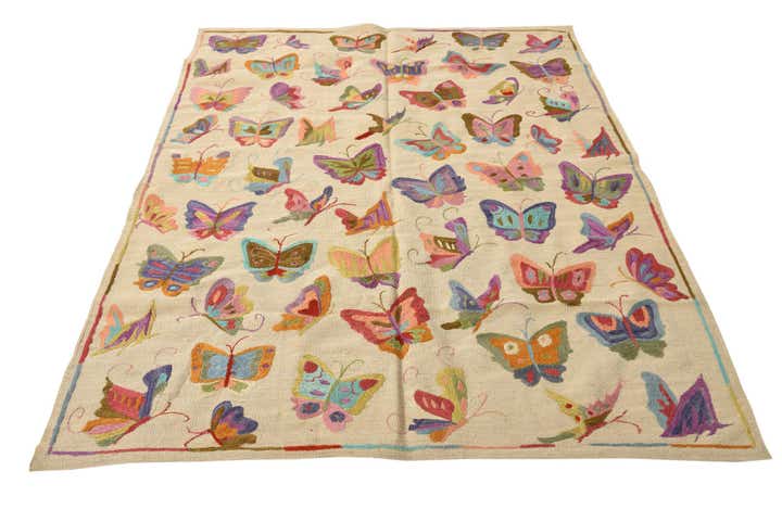 145cm x 195cm Tissé à la main Kilim Suzani Tapis Laine