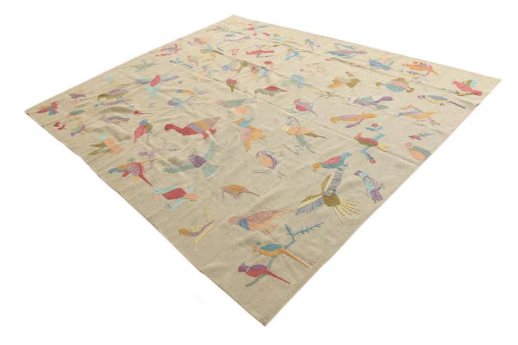 Detail image of 7' 10 x 9' 3 Hand Woven Kilim Suzani Wool Rug