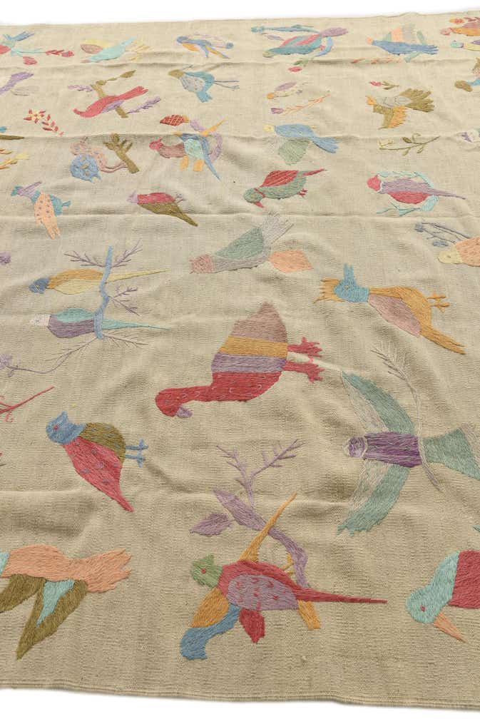7' 10 x 9' 3 Hand Woven Kilim Suzani Wool Rug