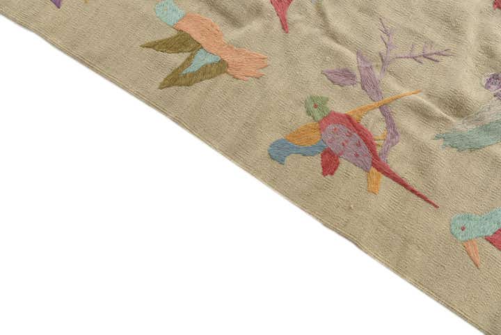 7' 10 x 9' 3 Hand Woven Kilim Suzani Wool Rug