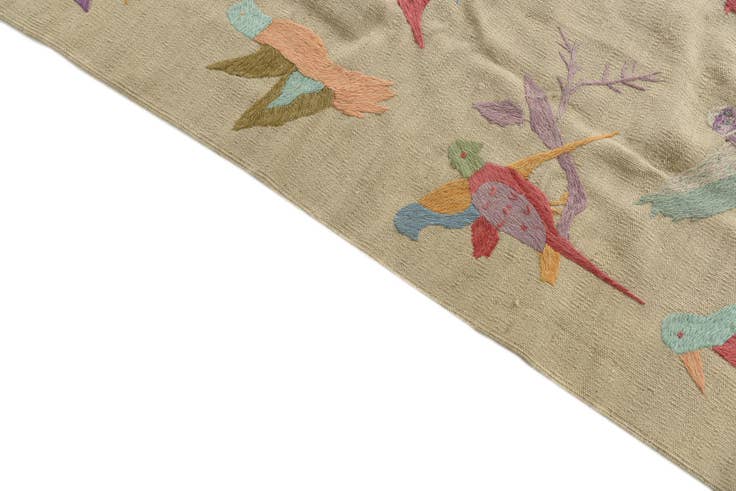 Detail image of 7' 10 x 9' 3 Hand Woven Kilim Suzani Wool Rug
