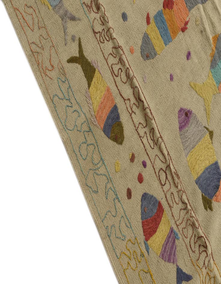 Detail image of 8' x 9' 3 Hand Woven Kilim Suzani Wool Rug