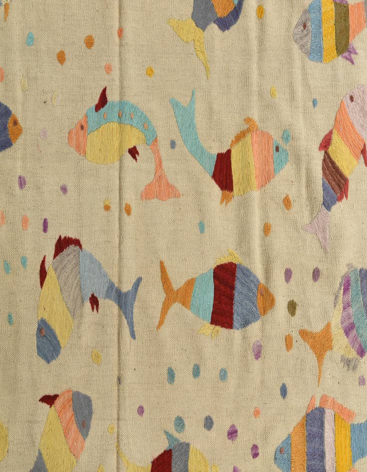 Detail image of 8' x 9' 3 Hand Woven Kilim Suzani Wool Rug