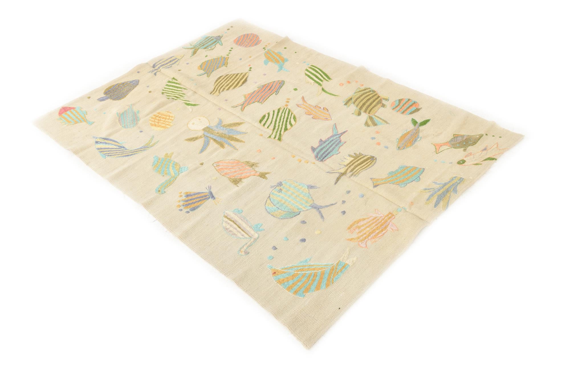 3' 11 x 5' 5 Hand Woven Kilim Suzani Wool Rug
