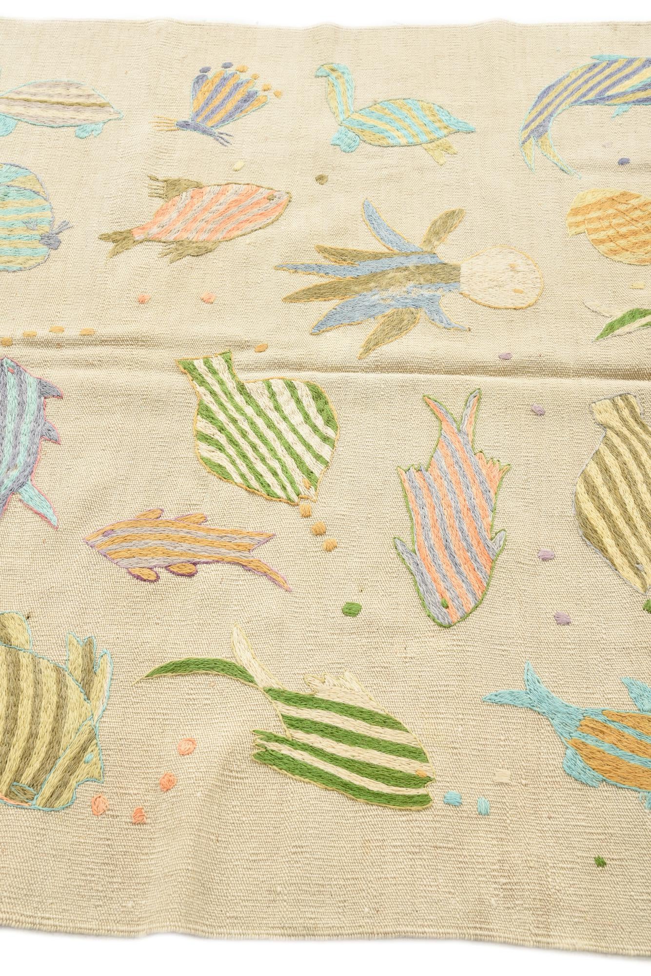 3' 11 x 5' 5 Hand Woven Kilim Suzani Wool Rug