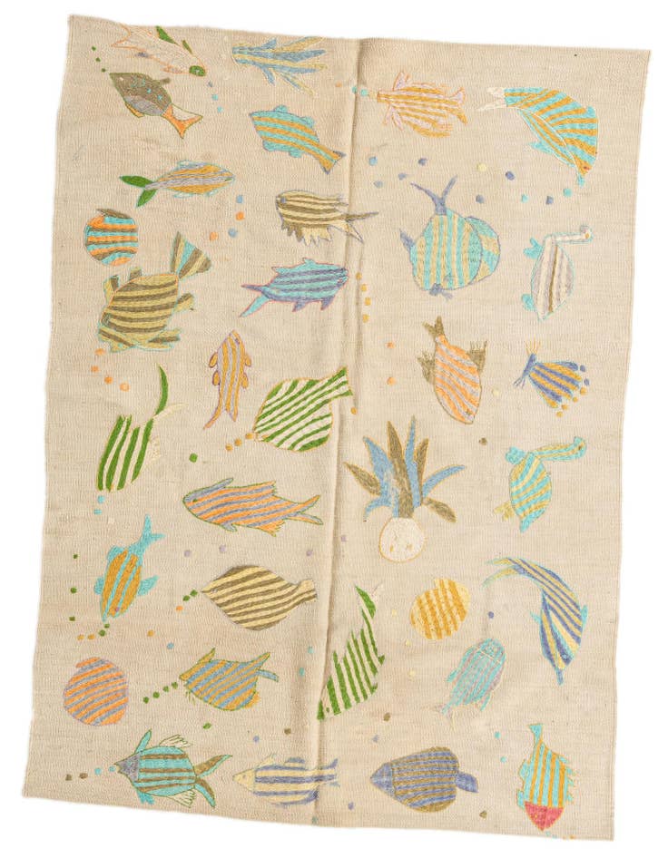 Detail image of 3' 11 x 5' 5 Hand Woven Kilim Suzani Wool Rug