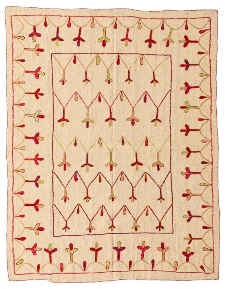 Detail image of 6' x 7' 4 Hand Woven Kilim Suzani Wool Rug
