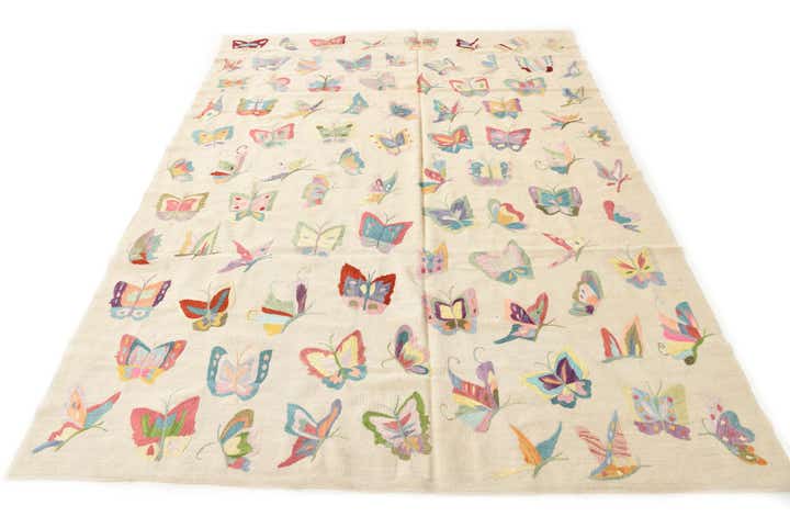 6' 8 x 8' 11 Hand Woven Kilim Suzani Wool Rug