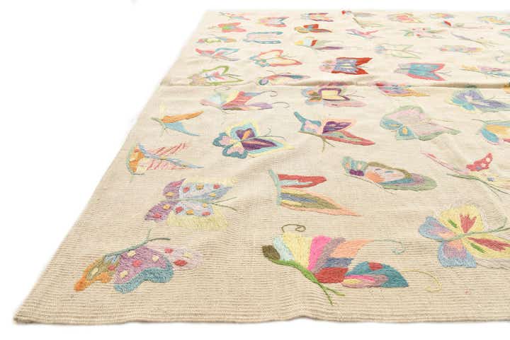 6' 8 x 8' 11 Hand Woven Kilim Suzani Wool Rug