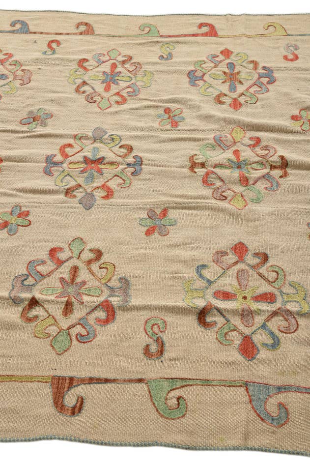 Detail image of 5' 4 x 8' 3 Hand Woven Kilim Suzani Wool Rug