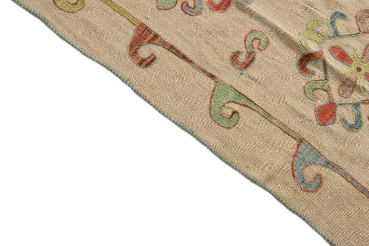 5' 4 x 8' 3 Hand Woven Kilim Suzani Wool Rug