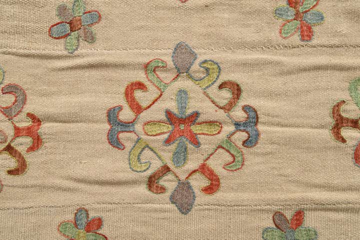 5' 4 x 8' 3 Hand Woven Kilim Suzani Wool Rug