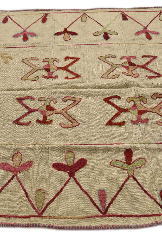 4' 1 x 5' 8 Hand Woven Kilim Suzani Wool Rug