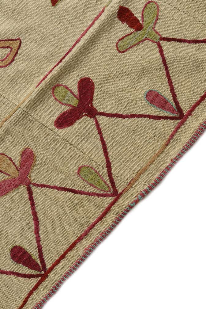 4' 1 x 5' 8 Hand Woven Kilim Suzani Wool Rug