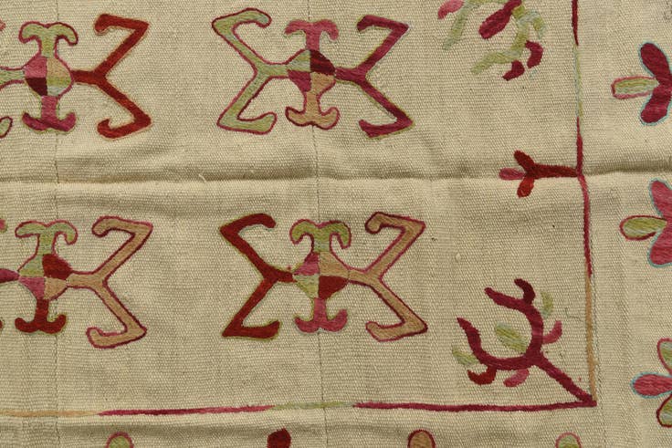 Detail image of 4' 1 x 5' 8 Hand Woven Kilim Suzani Wool Rug