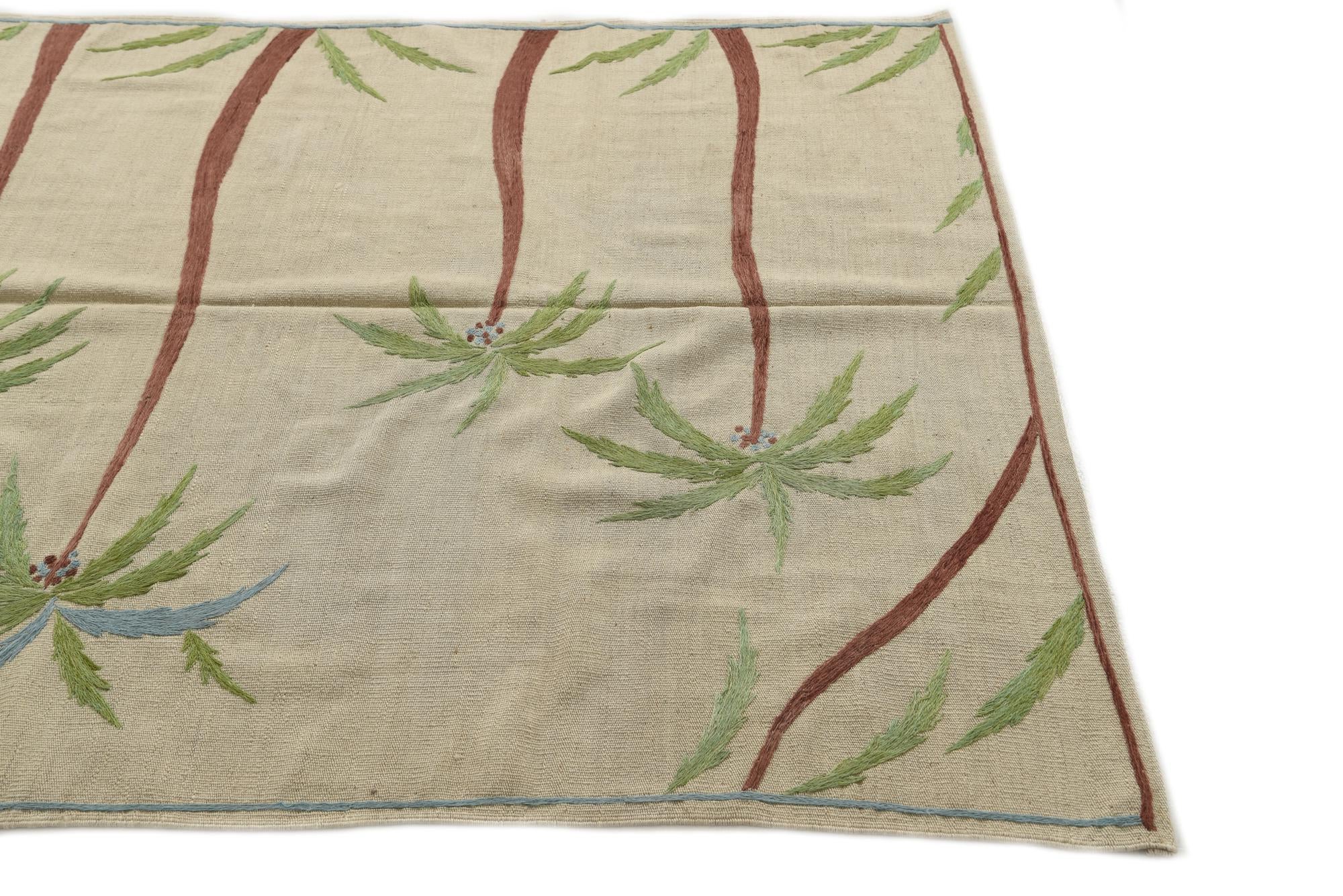 5' 4 x 7' 4 Hand Woven Kilim Suzani Wool Rug