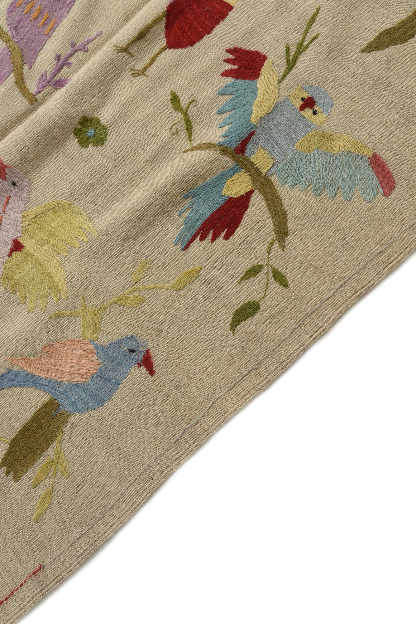 6' 9 x 9' 4 Hand Woven Kilim Suzani Wool Rug