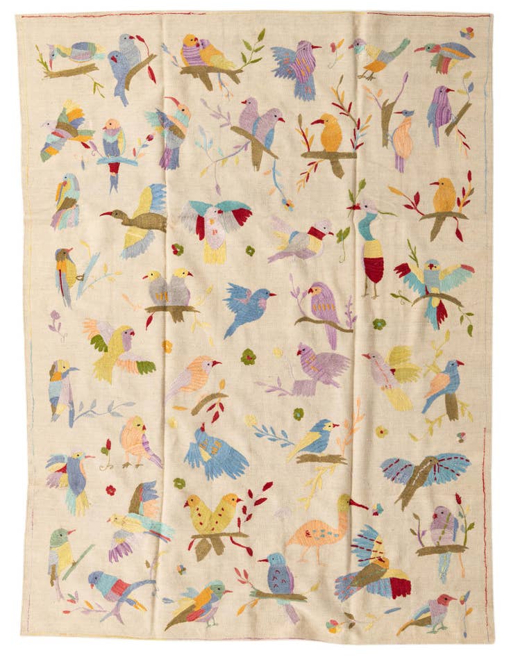 Detail image of 6' 9 x 9' 4 Hand Woven Kilim Suzani Wool Rug