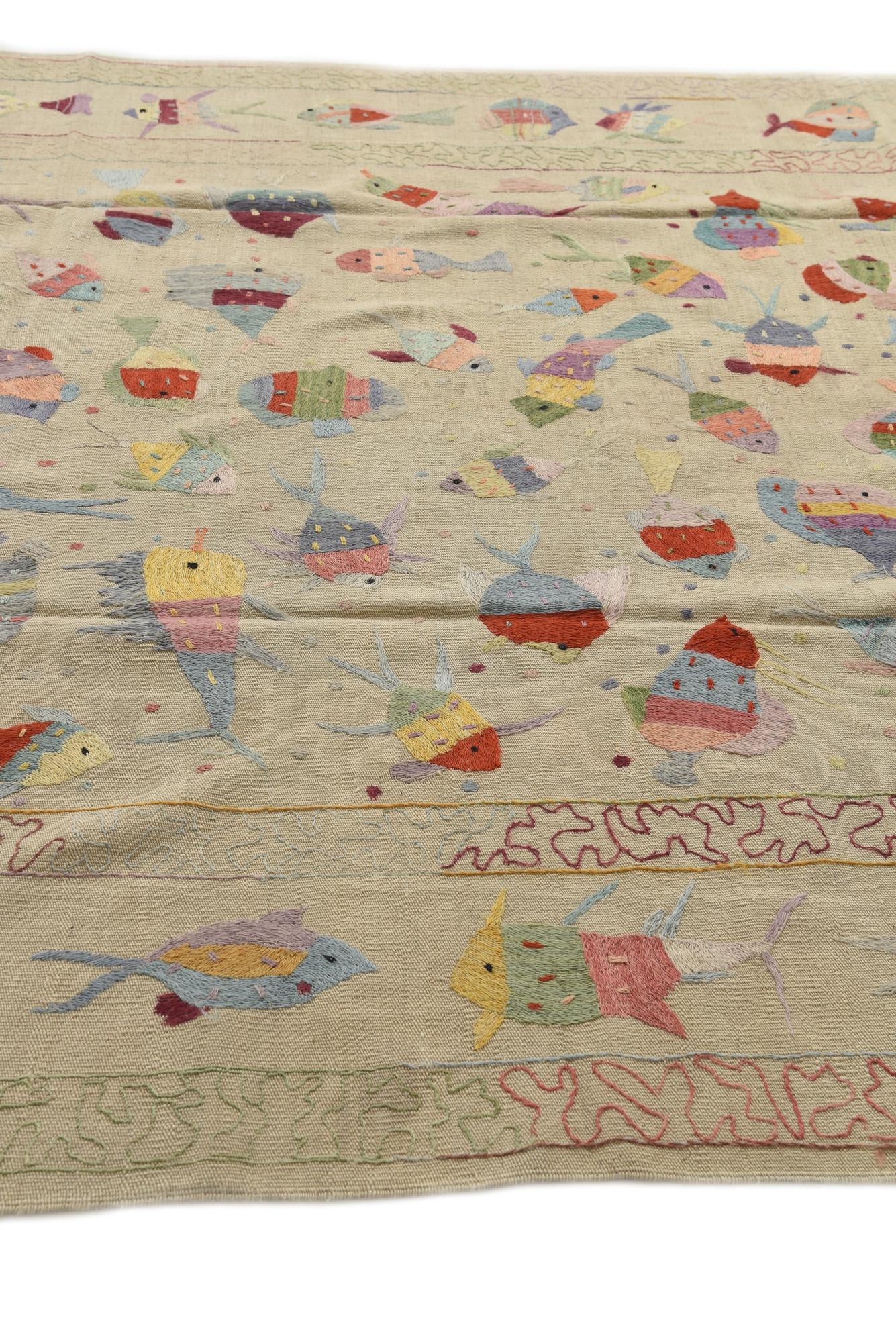 6' 6 x 9' 2 Hand Woven Kilim Suzani Wool Rug