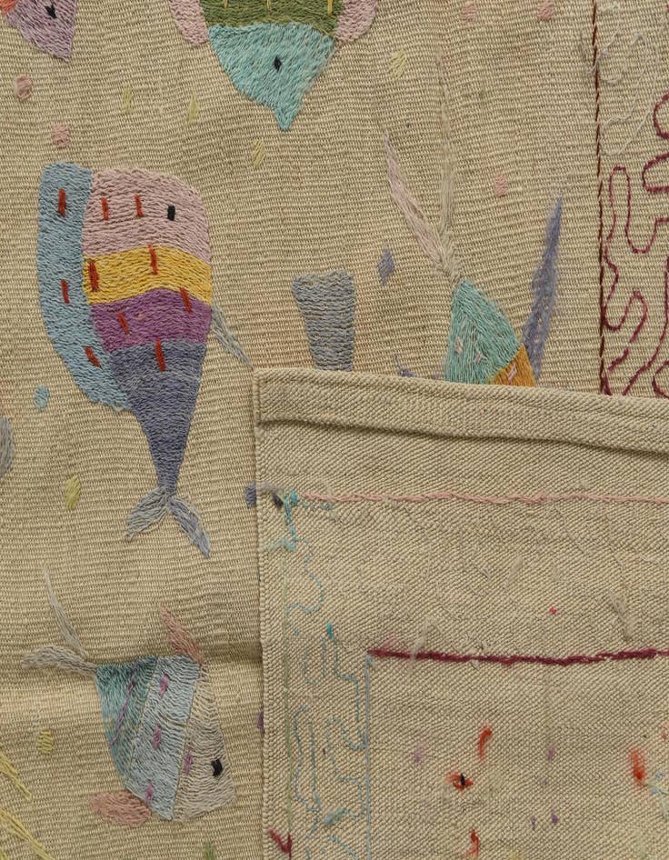 Detail image of 6' 6 x 9' 2  Hand Woven Kilim Suzani Wool Rug