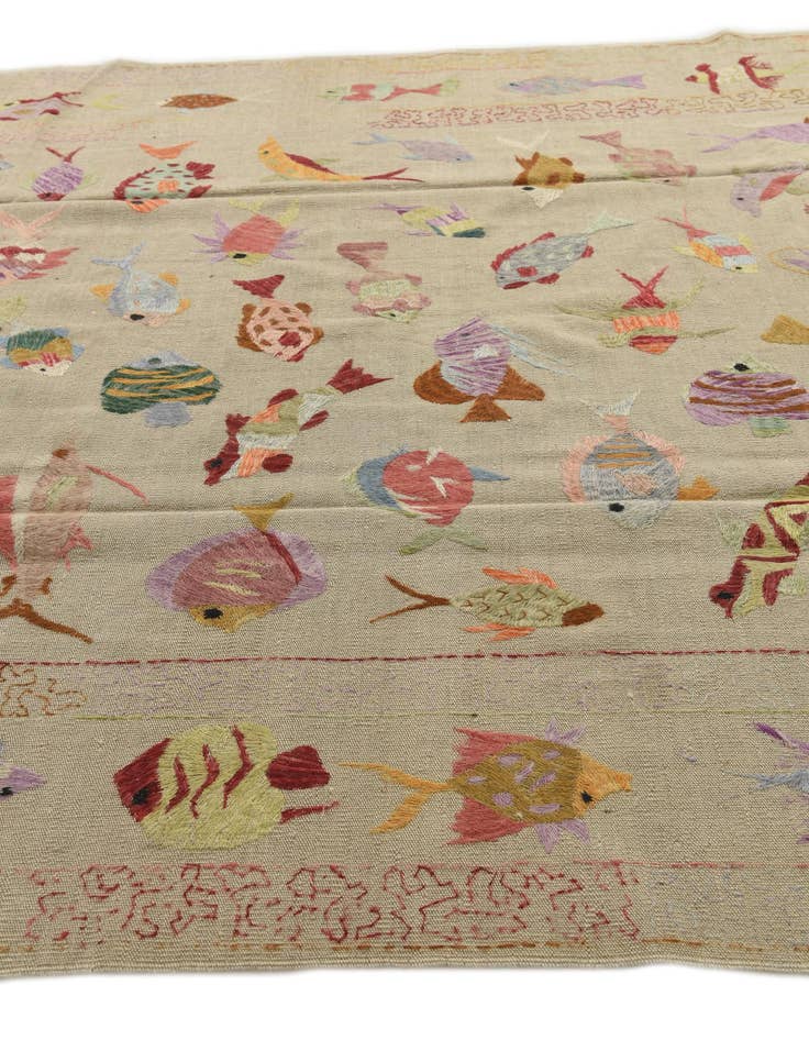 Detail image of 7' x 9' 3 Hand Woven Kilim Suzani Wool Rug