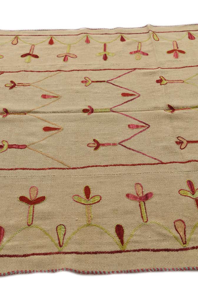 4' 9 x 6' 6 Hand Woven Kilim Suzani Wool Rug