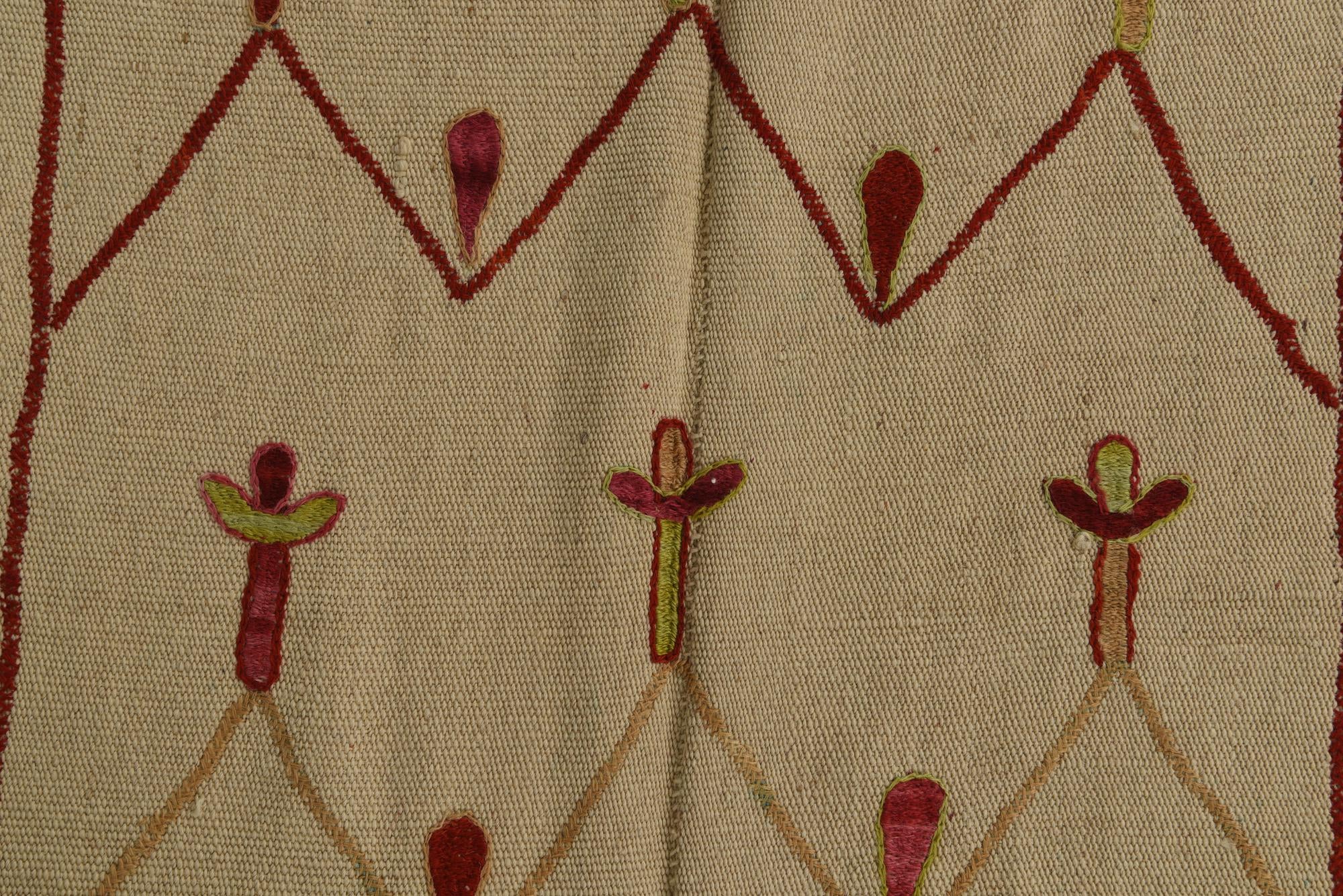 4' 9 x 6' 6 Hand Woven Kilim Suzani Wool Rug