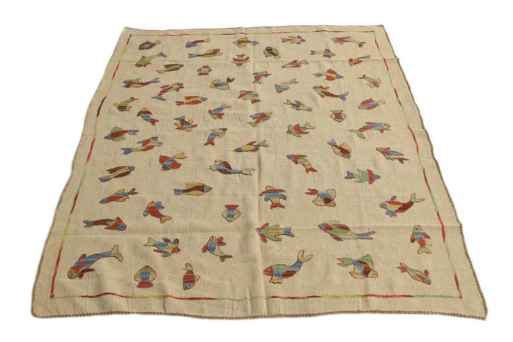 Detail image of 5' x 6' 5 Hand Woven Kilim Suzani Wool Rug