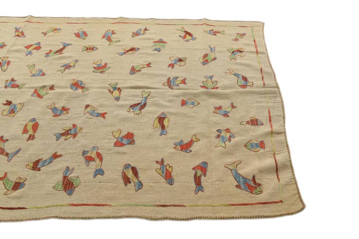 Detail image of 5' x 6' 5 Hand Woven Kilim Suzani Wool Rug