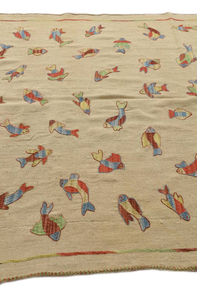 Detail image of 5' x 6' 5 Hand Woven Kilim Suzani Wool Rug