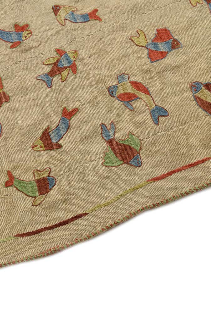 5' x 6' 5 Hand Woven Kilim Suzani Wool Rug