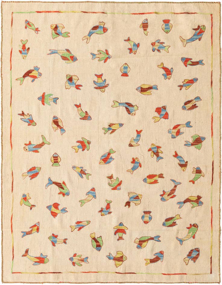 Detail image of 5' x 6' 5 Hand Woven Kilim Suzani Wool Rug
