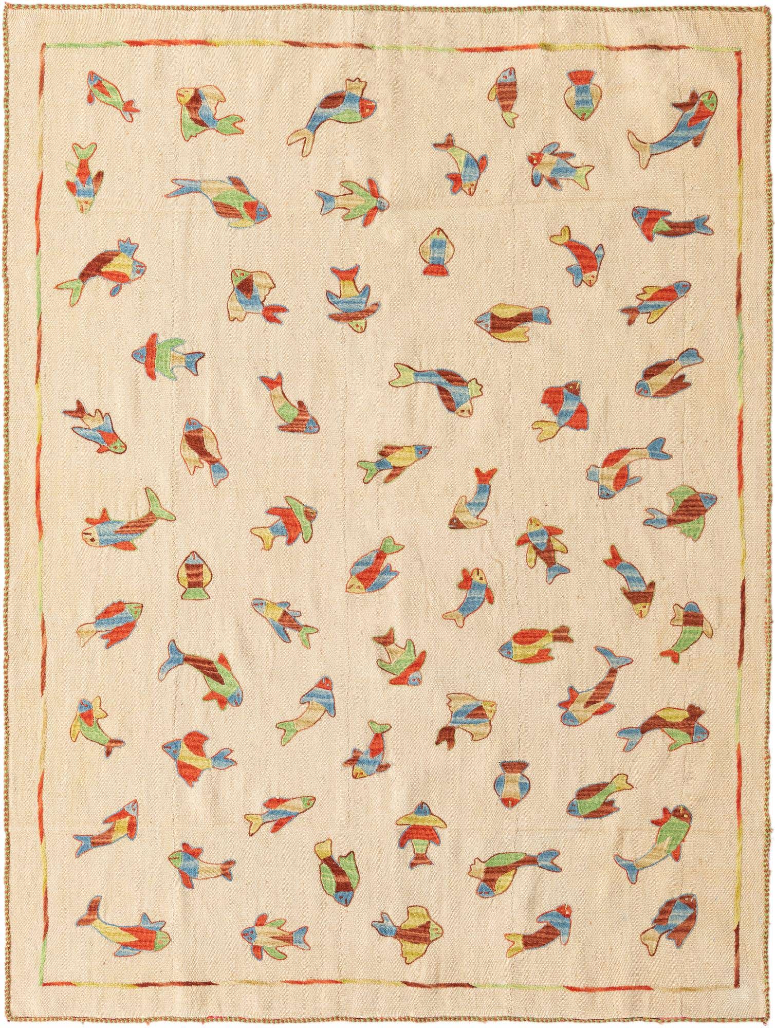 5' x 6' 5 Hand Woven Kilim Suzani Wool Rug