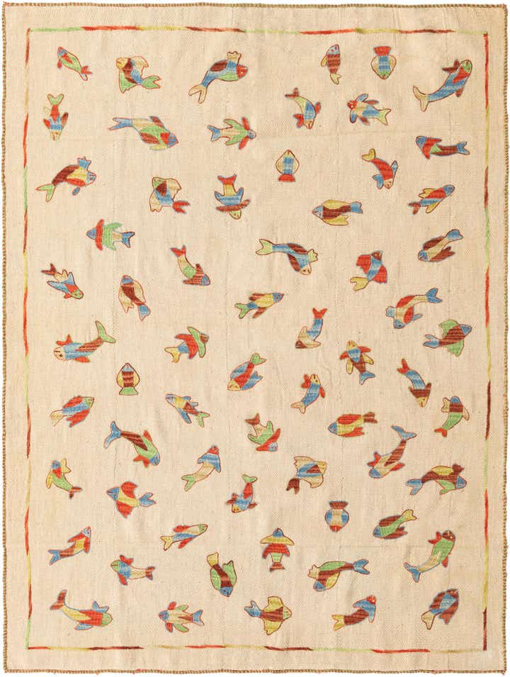 5' x 6' 5 Hand Woven Kilim Suzani Wool Rug