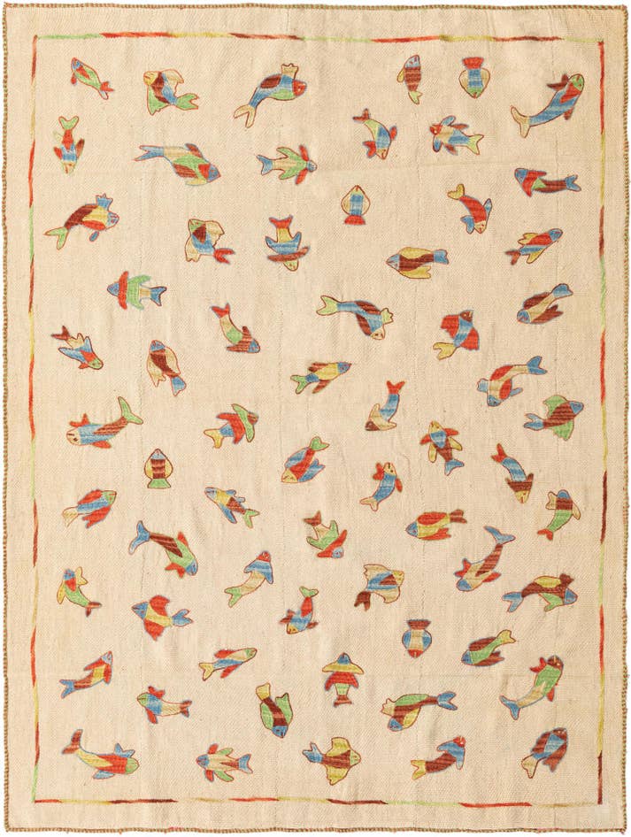 Detail image of 5' x 6' 5 Hand Woven Kilim Suzani Wool Rug