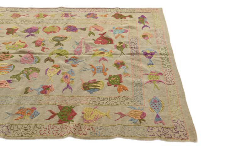 170cm x 230cm Handgewebt Kilim Suzani Wolle Teppich
