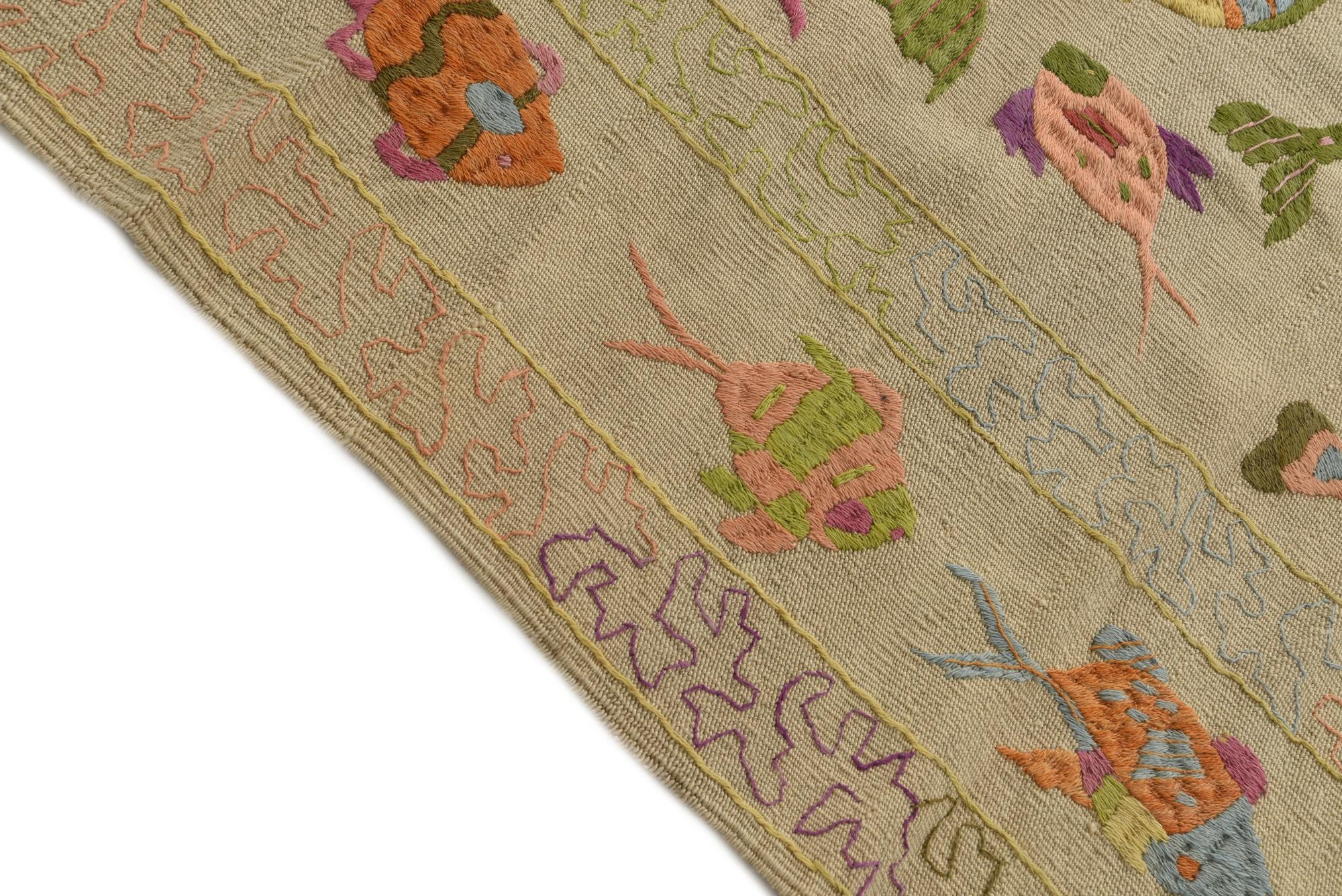 5' 6 x 7' 6 Hand Woven Kilim Suzani Wool Rug