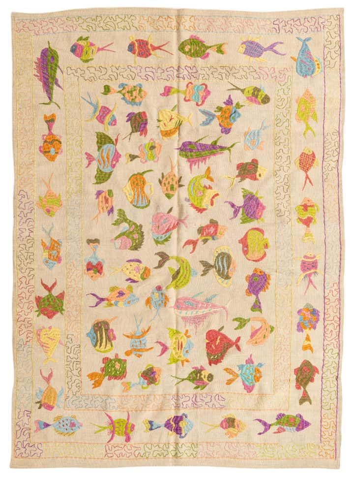 170cm x 230cm Handgewebt Kilim Suzani Wolle Teppich