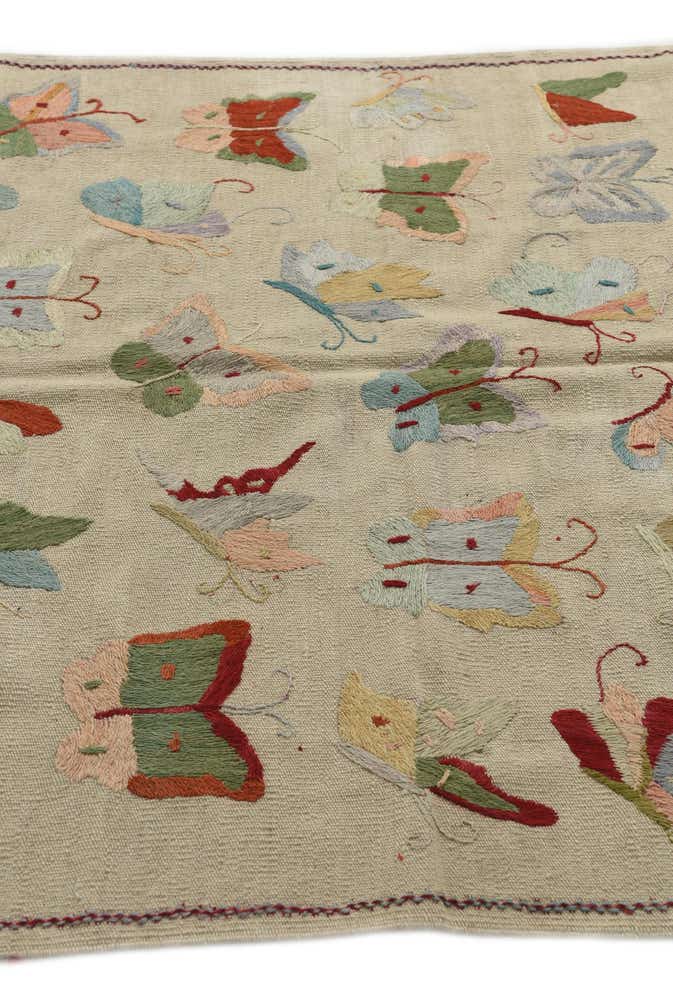 4' 3 x 5' 9 Hand Woven Kilim Suzani Wool Rug