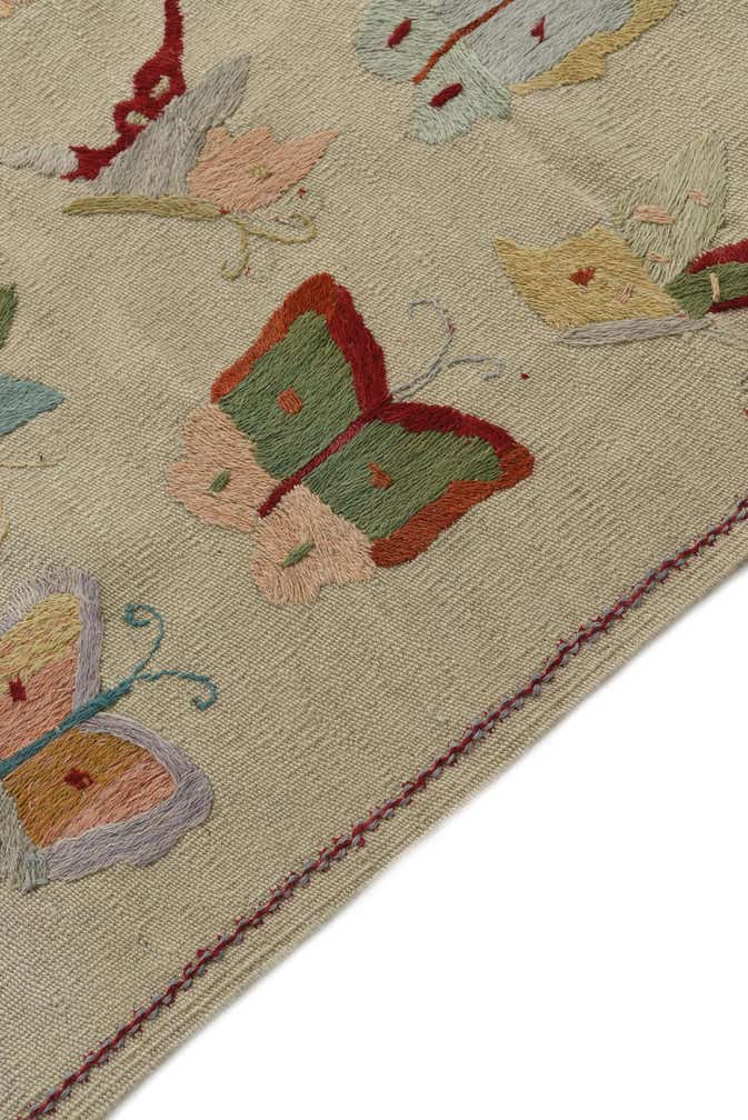 4' 3 x 5' 9 Hand Woven Kilim Suzani Wool Rug