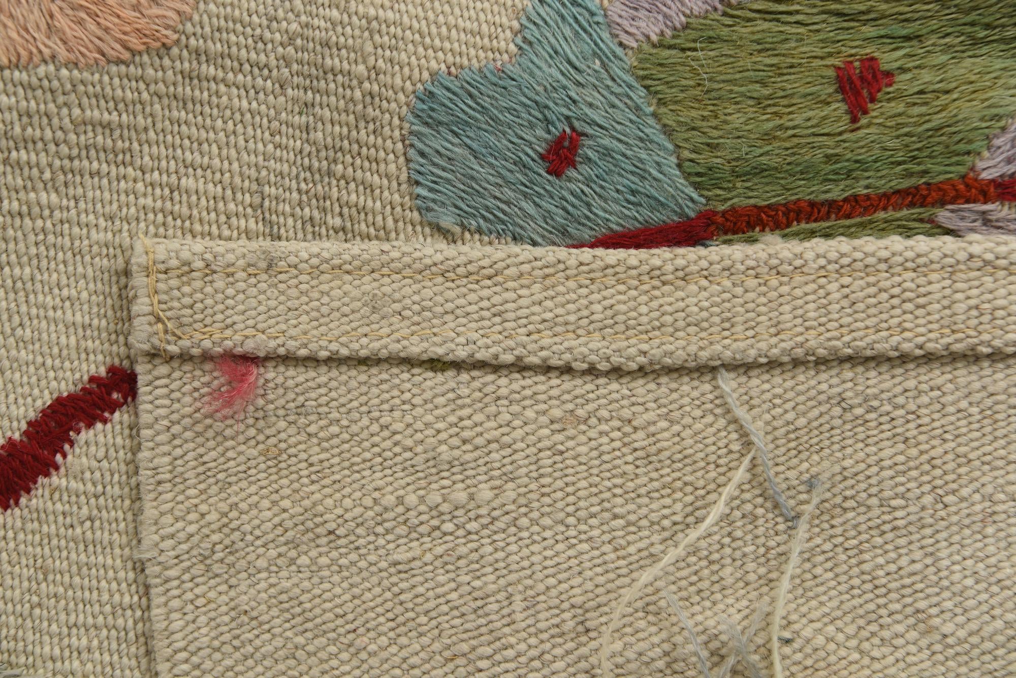4' 3 x 5' 9 Hand Woven Kilim Suzani Wool Rug