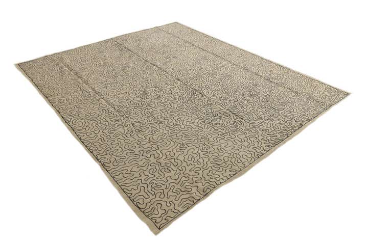 8' 4 x 9' 7 Hand Woven Kilim Suzani Wool Rug