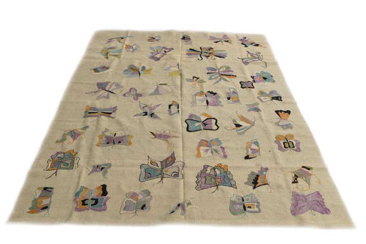 5' 10 x 7' 3 Hand Woven Kilim Suzani Wool Rug