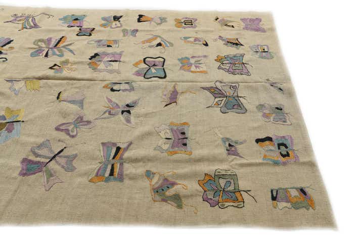 5' 10 x 7' 3 Hand Woven Kilim Suzani Wool Rug