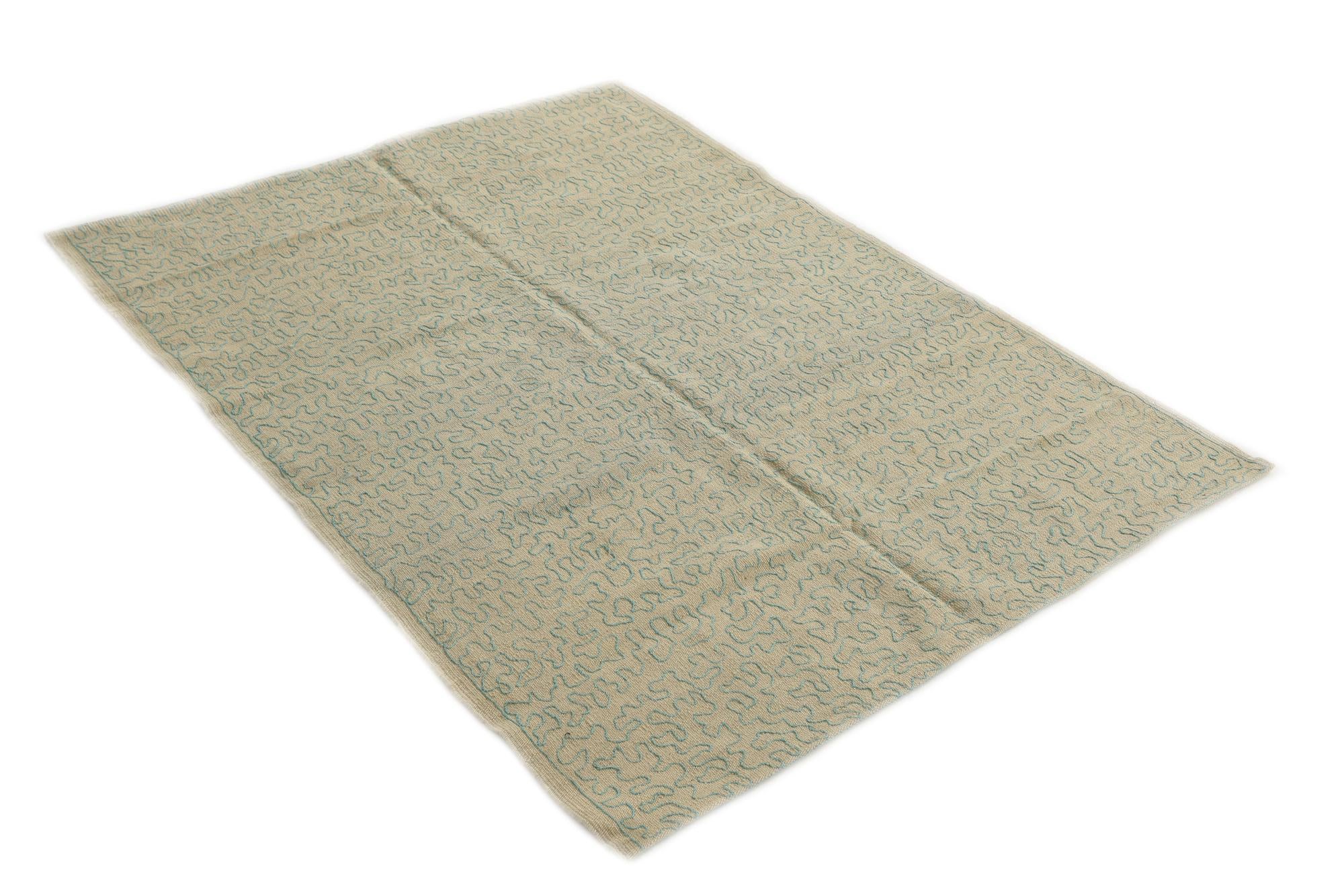 4' 1 x 5' 6 Hand Woven Kilim Suzani Wool Rug