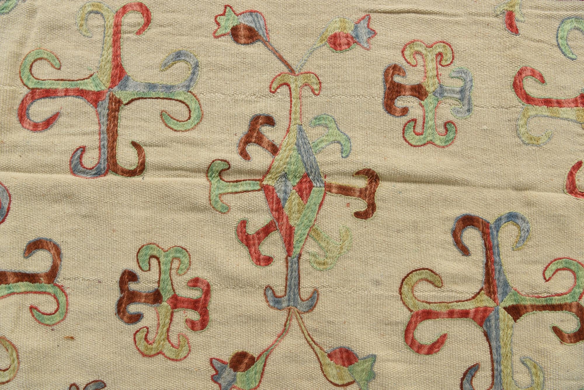 5' 5 x 7' 8 Hand Woven Kilim Suzani Wool Rug