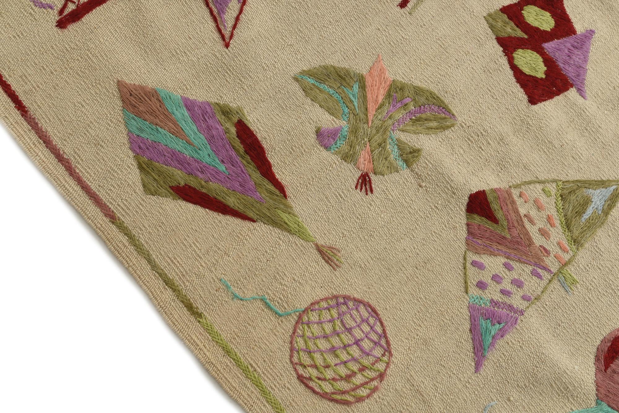 5' 8 x 7' 3 Hand Woven Kilim Suzani Wool Rug
