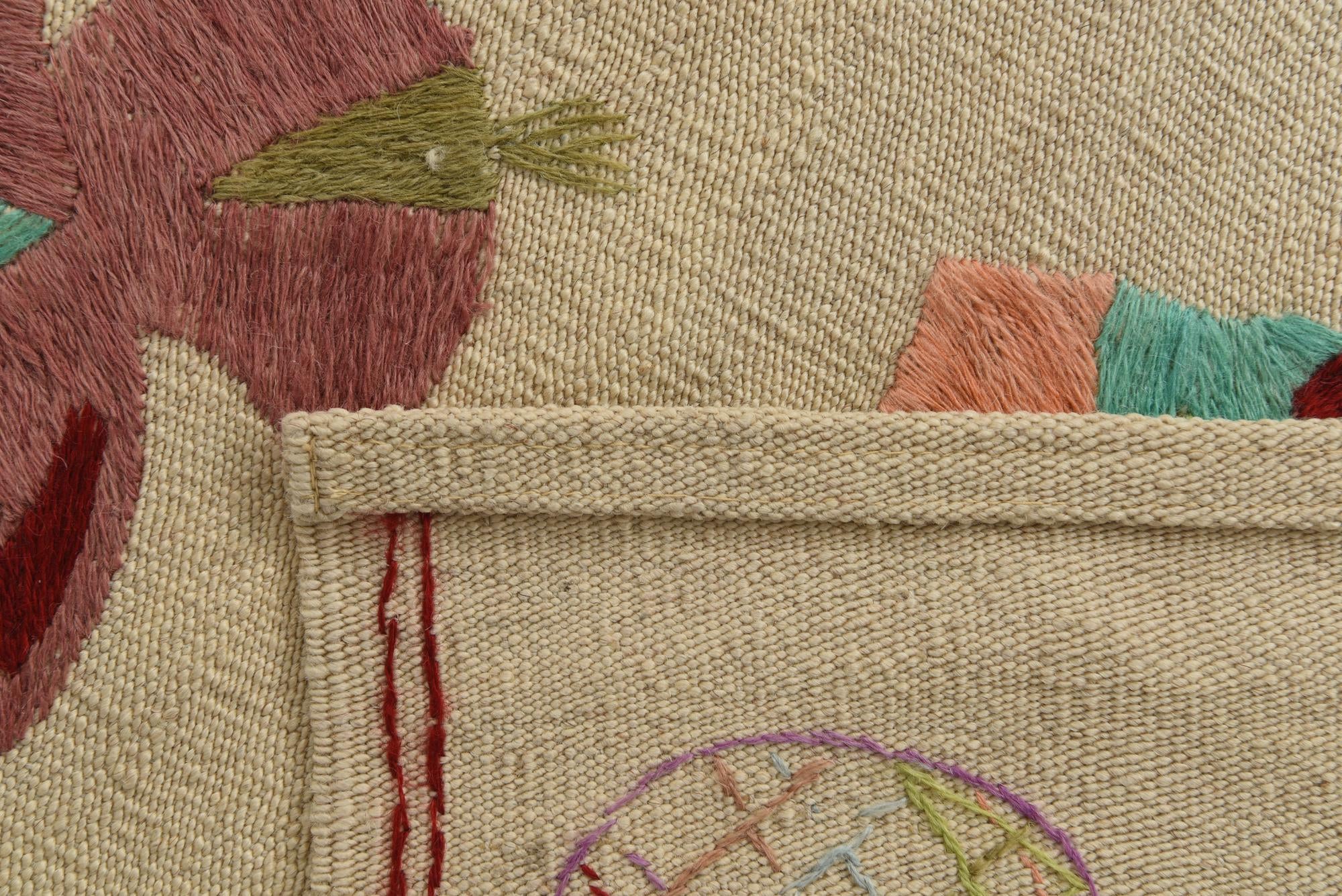5' 8 x 7' 3 Hand Woven Kilim Suzani Wool Rug