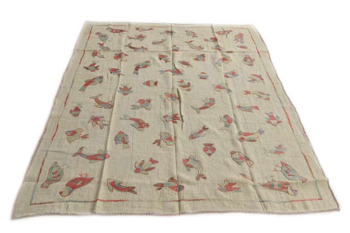 4' 10 x 6' 2 Hand Woven Kilim Suzani Wool Rug